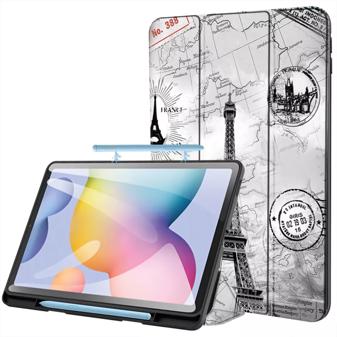 Robustrion Cover Samsung Galaxy Tab S6 Lite Tablet Cover Case Smart Flexible Case Cover with S Pen Holder for Samsung S6 Lite Tab 10.4 inch [Auto Sleep Wake Support] - Eiffel