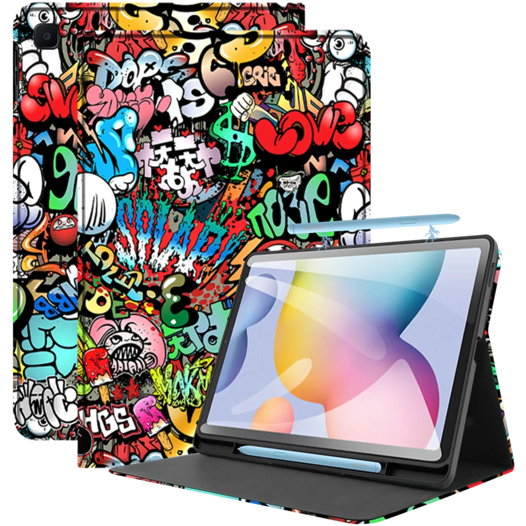 Robustrion Cover for Samsung Galaxy S6 Lite Tablet Cover 10.4 inch Flip Stand Case Cover for Samsung Tab S6 Lite Cover with S Pen Holder - Hippy