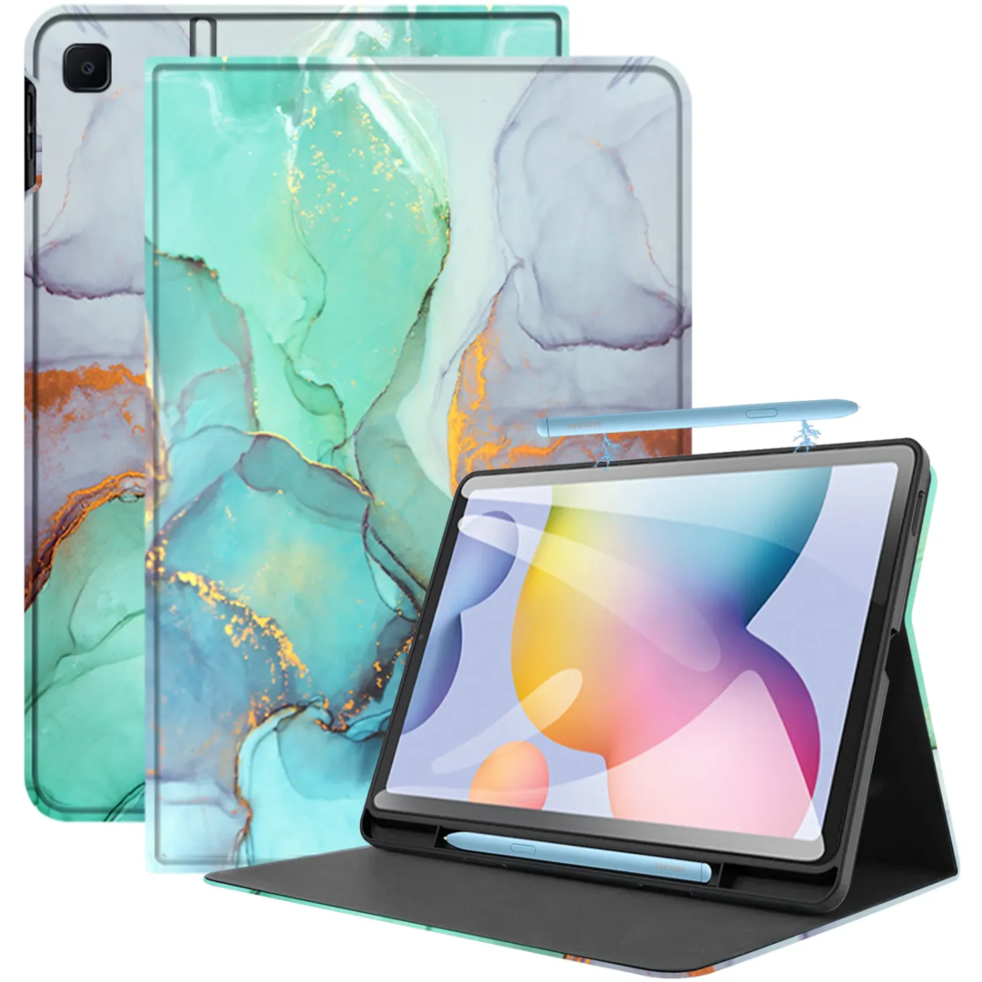 Robustrion Cover for Samsung Galaxy S6 Lite Tablet Cover 10.4 inch Flip Stand Case Cover for Samsung Tab S6 Lite Cover with S Pen Holder - MarblGreen
