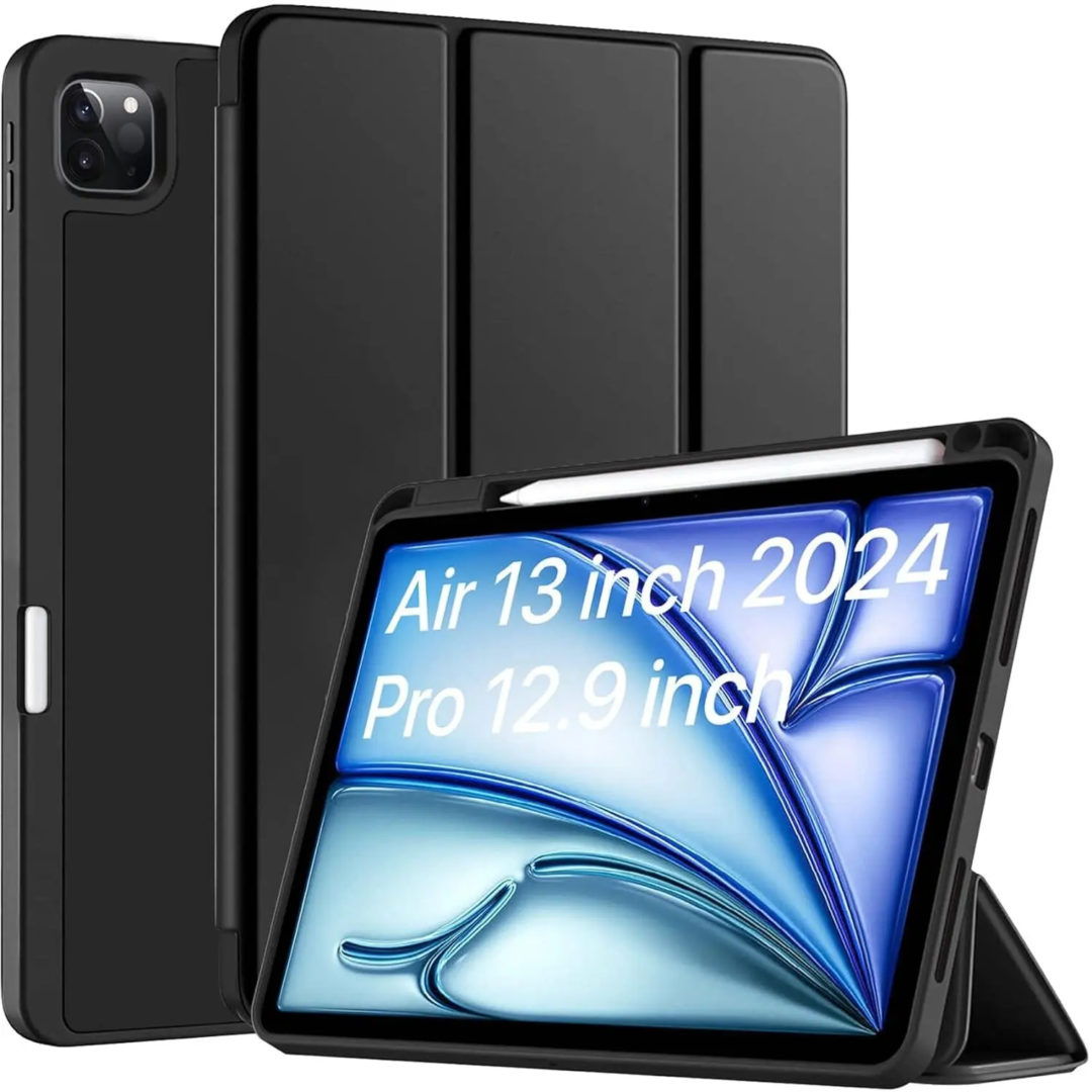 Robustrion Cover for iPad Air 13 inch M3/M2 (2025/2024) Cover Case/for iPad Pro 12.9 inch with Pencil Holder, Case Cover for iPad Air 13 inch [Auto Sleep Wake Support]