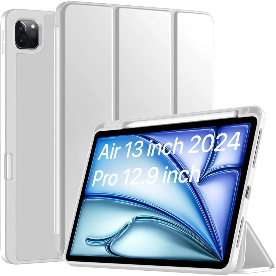 Robustrion Cover for iPad Air 13 inch M3/M2 (2025/2024) Cover Case/for iPad Pro 12.9 inch with Pencil Holder, Case Cover for iPad Air 13 inch [Auto Sleep Wake Support] - LghtGrey