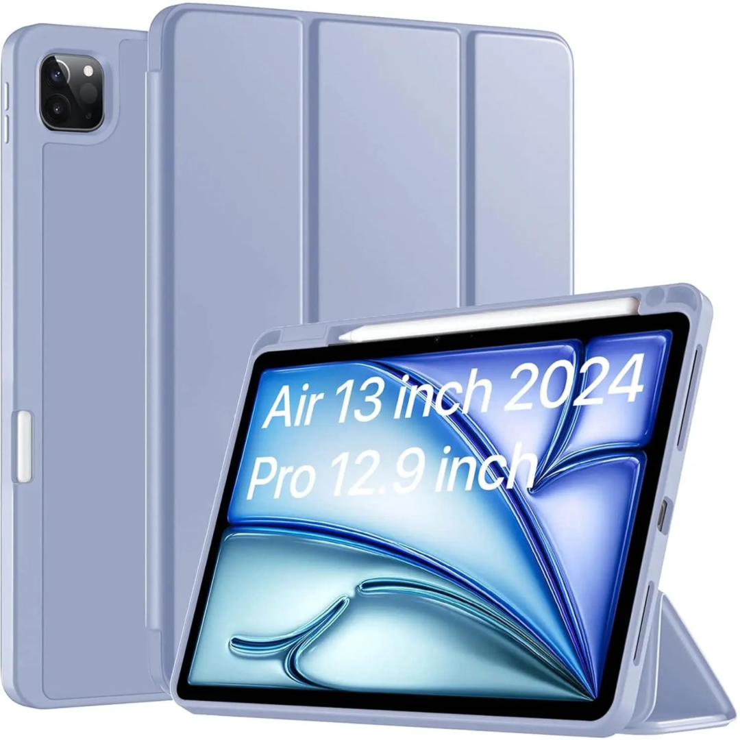 Robustrion Cover for iPad Air 13 inch M3/M2 (2025/2024) Cover Case/for iPad Pro 12.9 inch with Pencil Holder, Case Cover for iPad Air 13 inch [Auto Sleep Wake Support] - Lvndr