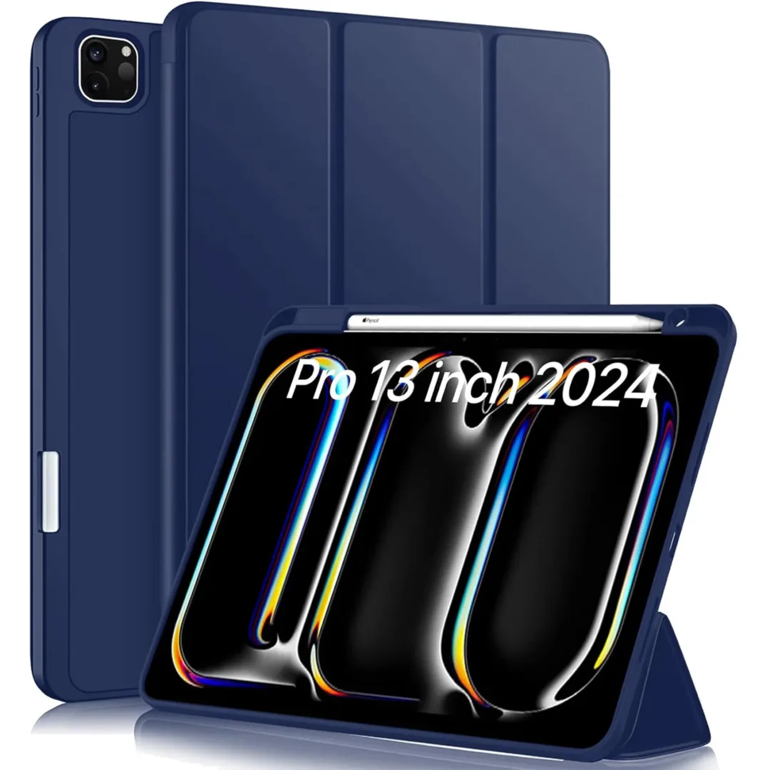 Robustrion Cover for iPad Pro 13 inch Cover Case (M4) with Pencil Holder, Case Cover for iPad Pro 13 inch 2024 [Auto Sleep Wake Support] - Navy