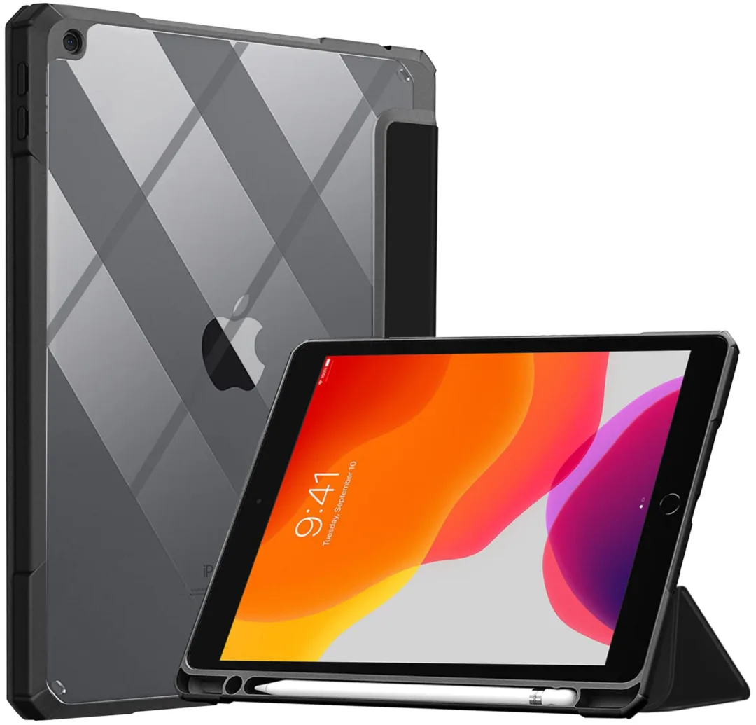 Robustrion Cover for iPad 9th Generation with Pencil Holder / 8th / 7th Generation 10.2 inch Hybrid Flip Stand Cover Case - Black