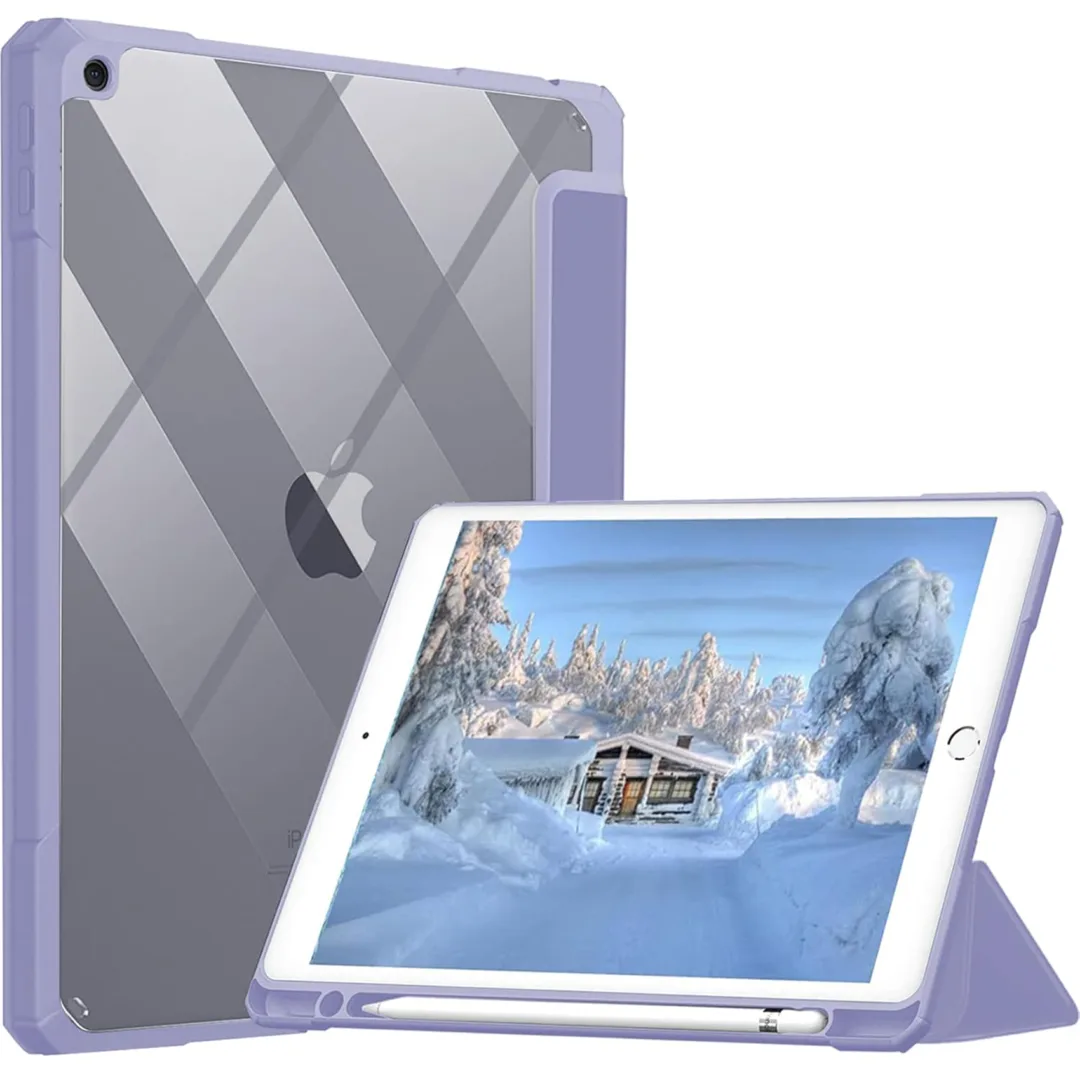 Robustrion Cover for iPad 9th Generation with Pencil Holder / 8th / 7th Generation 10.2 inch Hybrid Flip Stand Cover Case - Lavender