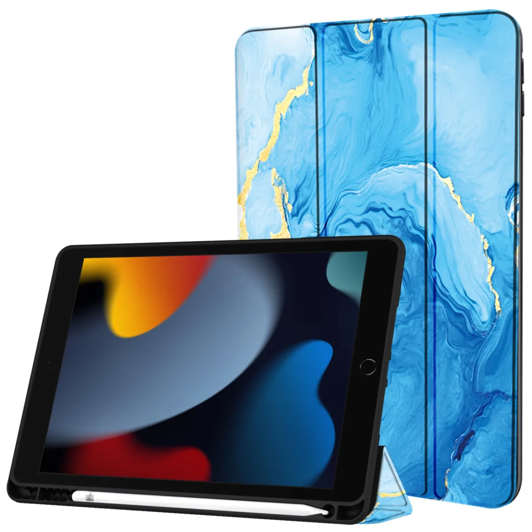 Robustrion Cover for iPad 9th Generation Cover Case with Pencil Holder for Apple iPad 10.2 inch/iPad 9th 7th 8th Generation Smart [Soft and Flexible] Flip Case [Auto Sleep/Wake Support] - OceanBlue