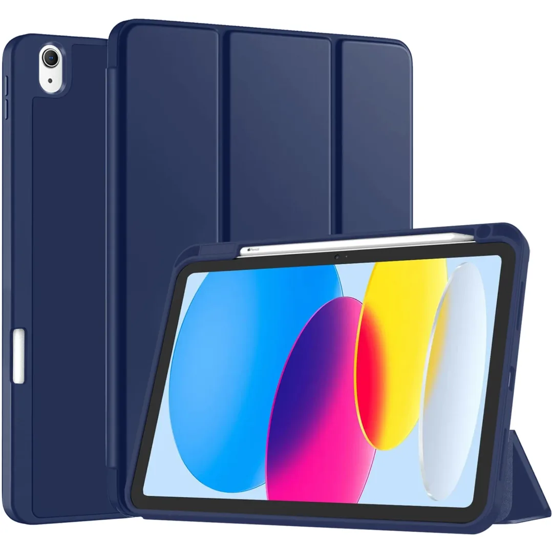 Robustrion Cover for iPad 11th Generation (A16) / 10th Gen Cover Case with [Right Side Pencil Holder] [Auto Sleep Wake] [Soft Back] (2022/2025), Case for iPad 11th 11"/ 10th 10.9" - Navy