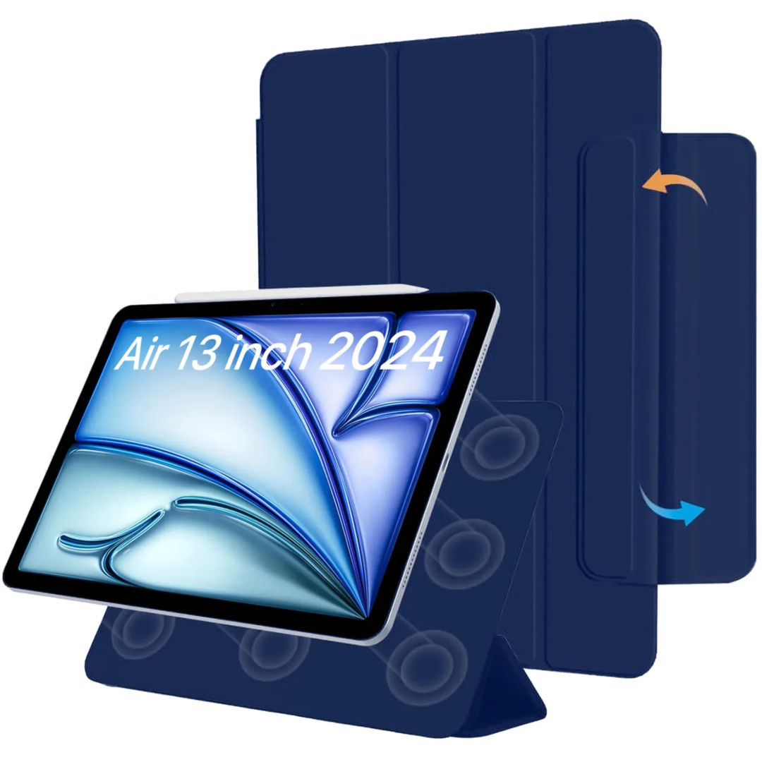 Robustrion Cover for iPad Air 13 inch M3/M2 (2025/2024) Cover Case, [Magentic Attach] Case for iPad Air 13 inch [Auto Sleep Wake Support] - Navy