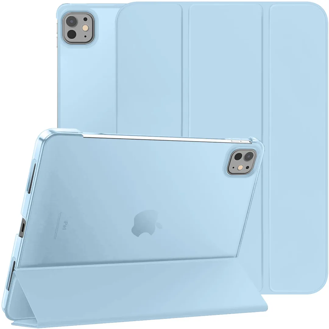 Robustrion Cover for iPad Air 13 inch Cover M3/M2 (2025/2024), Trifold Flip Cover for iPad Air 13 inch with Tranparent Back [ Auto Sleep Wake Support] - LghtBlue