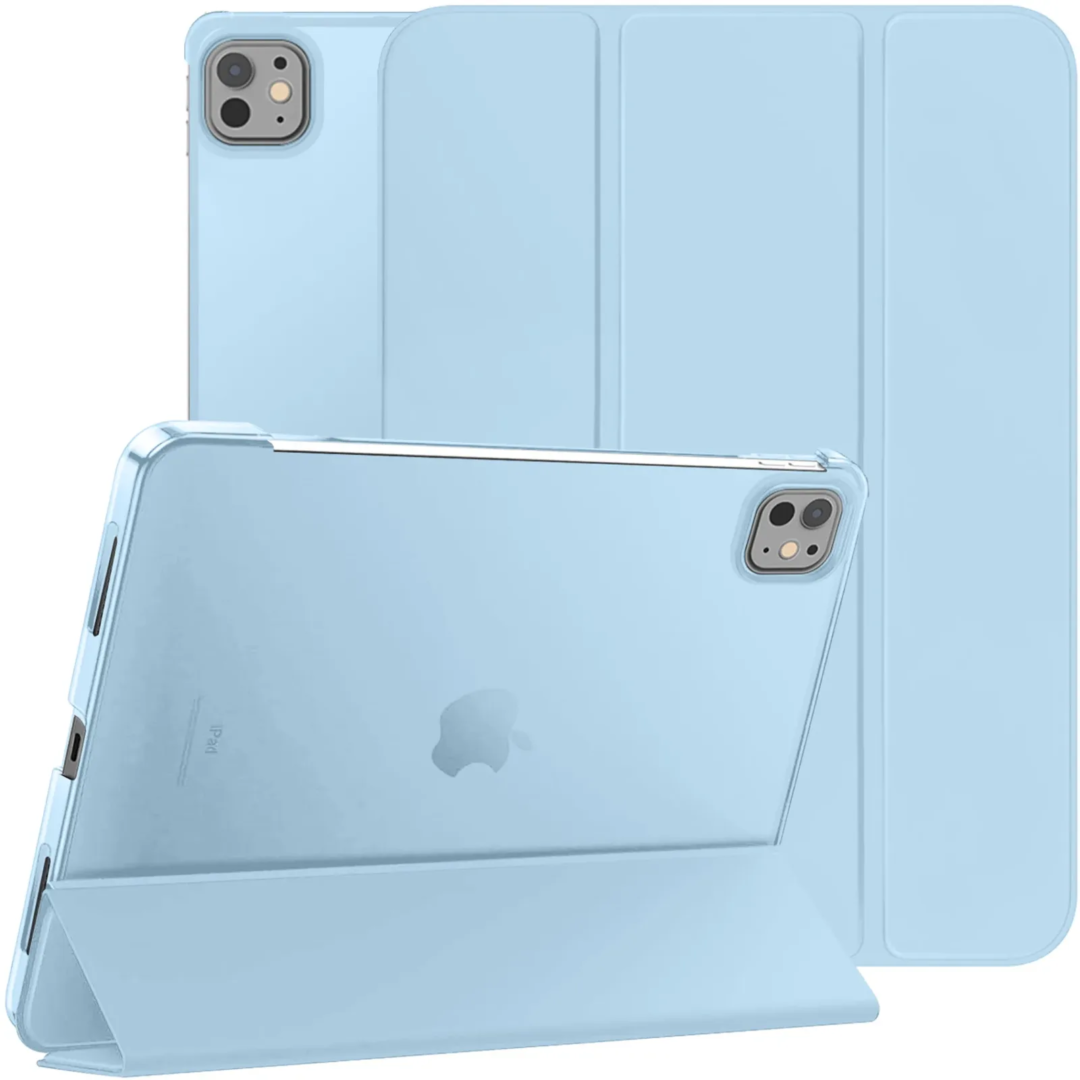 Robustrion Cover for iPad Air 13 inch Cover M3/M2 (2025/2024), Trifold Flip Cover for iPad Air 13 inch with Tranparent Back [ Auto Sleep Wake Support] - LghtBlue