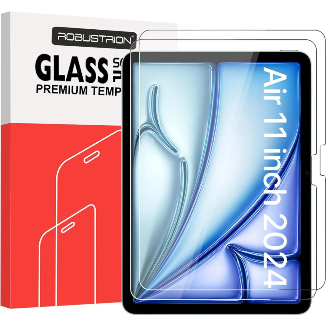 Robustrion Tempered Glass for iPad Air 11 inch M2 2024 Screen Protector Guard for iPad Air 11 inch M2 6th Gen Generation - Pack 2
