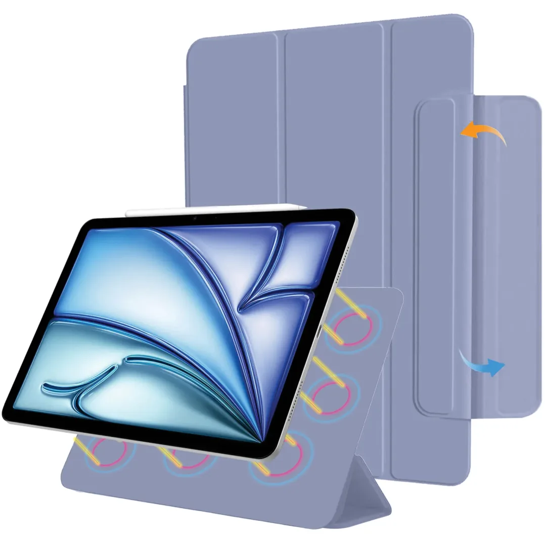 Robustrion Cover for iPad Air 11 inch M3 / M2 6th/7th Generation/iPad Air 5th Generation Cover [Magentic Attach] Case for iPad Air 4th / 5th Gen/Air 11 inch M3/M2 (2024/2025) [Auto Sleep Wake] - Lavender