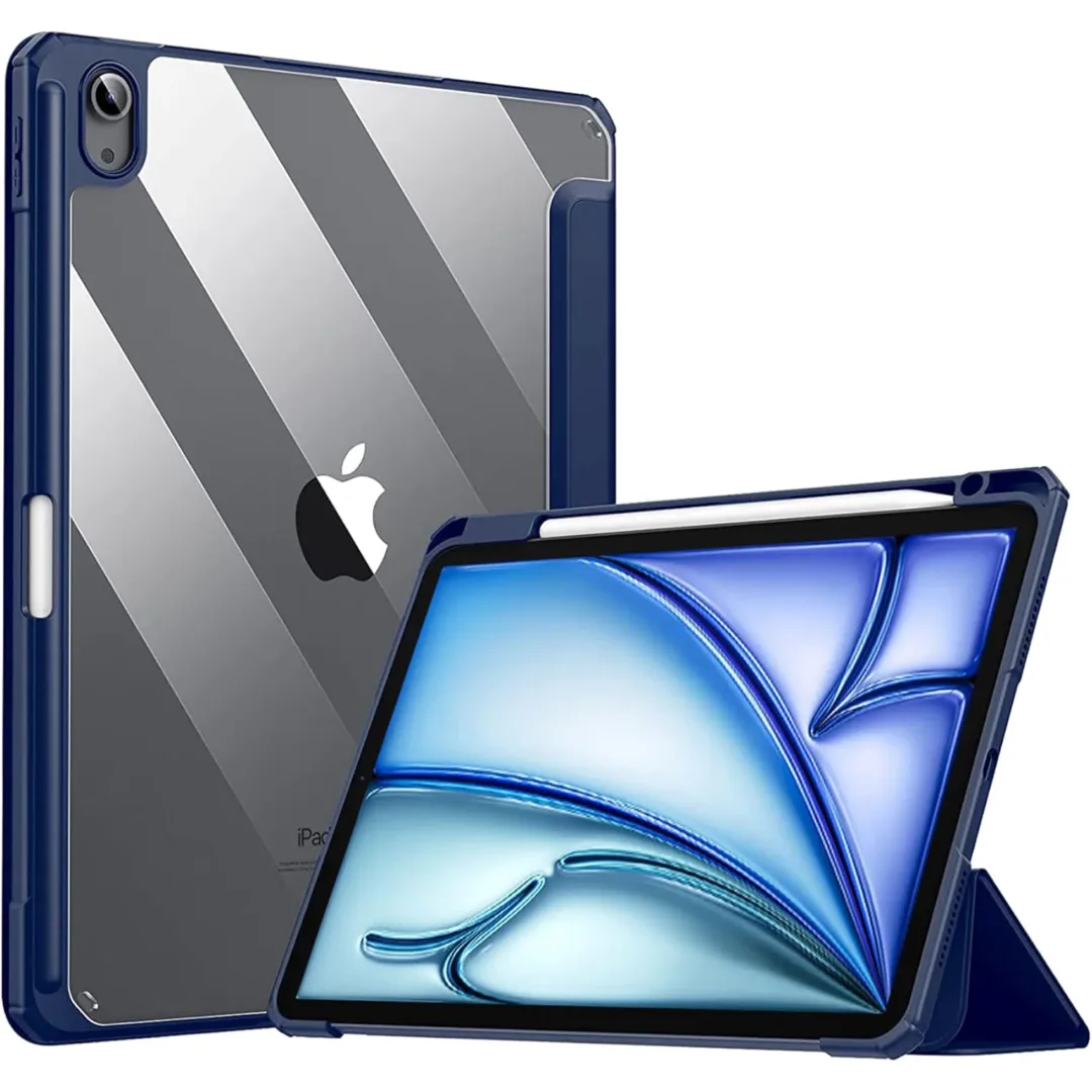 Robustrion Case Cover for iPad Air 11 Inch Cover M3 / M2 / iPad Air 5th Generation Cover/Air 4th Gen Hybrid Case with [Pencil Holder] for iPad Air 11 inch/Air 4th 5th 6th 7th Generation - Navy
