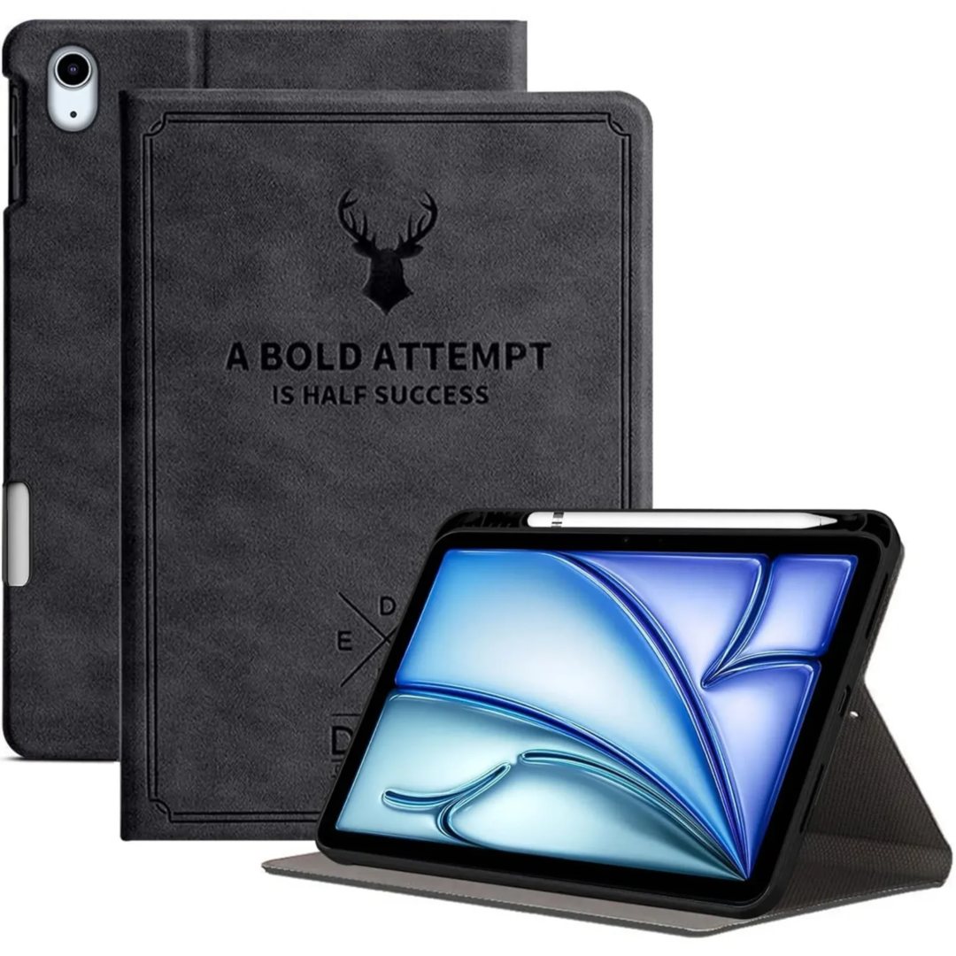 Robustrion for iPad Air 11 inch Cover M2 2024 6th Generation/iPad Air 5th Generation Cover Case/iPad Air 4th Generation Deer Pattern Flip Case with Pencil Holder [Right Side]