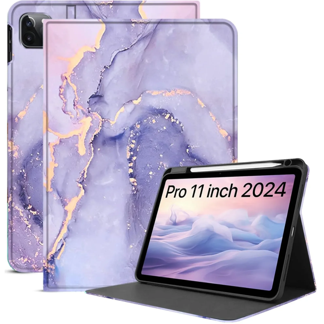 Robustrion Cover Case for iPad Pro 11 inch M4 2024 Cover 5th Generation, Folio Cover Case with [Pencil Holder] [Auto Sleep Wake] for iPad Pro 11 inch - MrbLilac