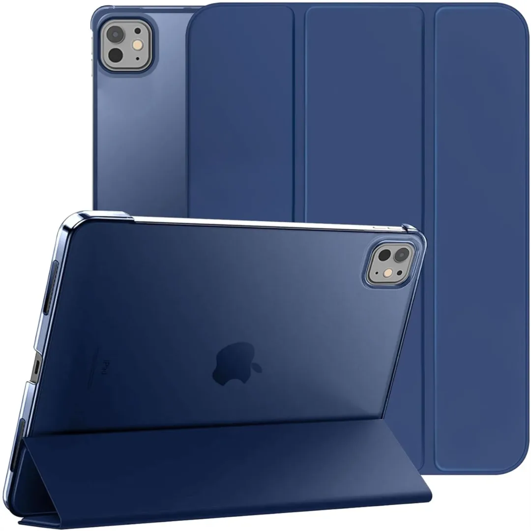 Robustrion Cover for iPad Pro 13 inch M4 Cover Case, Trifold Flip Cover for iPad Air 13 inch with Tranparent Back [ Auto Sleep Wake Support] - Navy