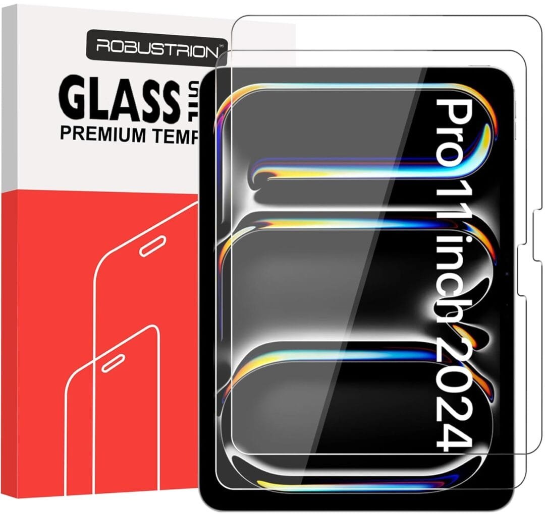 Robustrion Tempered Glass for iPad Pro 11 inch (M4 2024) Screen Protector Guard for iPad Pro 11 inch - 2Pack
