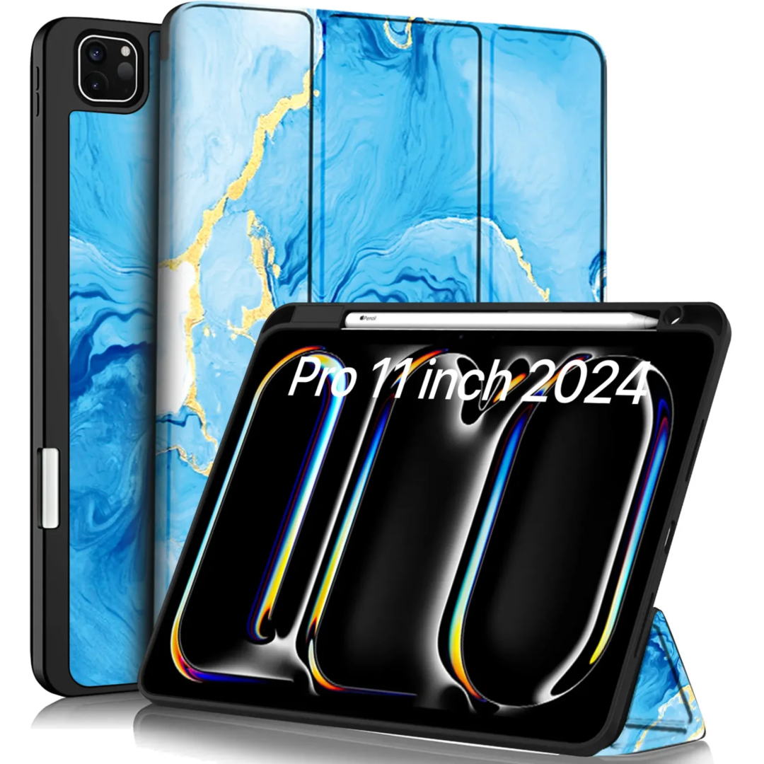 Robustrion Cover for iPad Pro 11 inch Cover Case 5th Generation (M4 2024) with Pencil Holder, Case Cover for iPad Pro 11 inch 2024 [Auto Sleep Wake Support] - OceanBlu