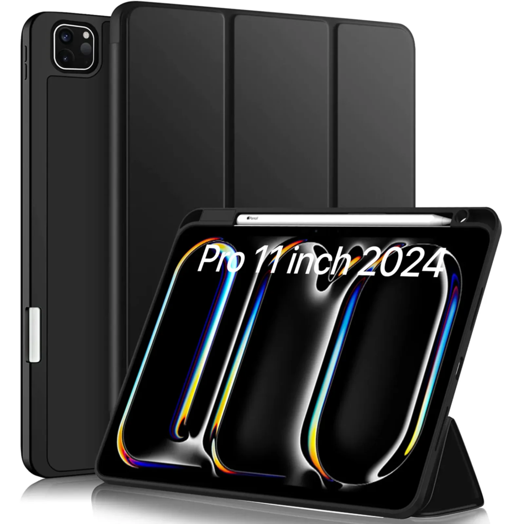 Robustrion Cover for iPad Pro 11 inch Cover Case 5th Generation (M4 2024) with Pencil Holder, Case Cover for iPad Pro 11 inch 2024 [Auto Sleep Wake Support] - Black