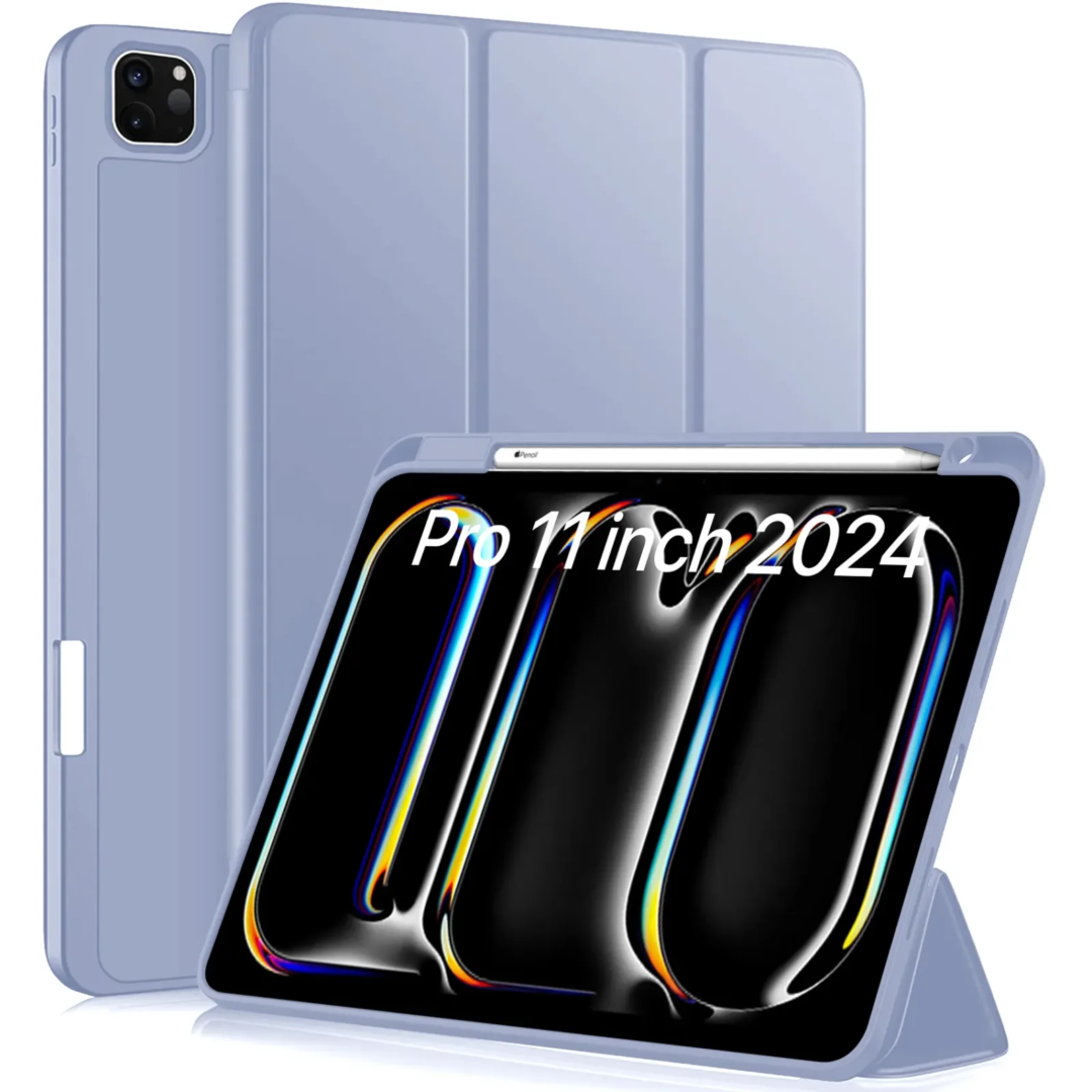 Robustrion Cover for iPad Pro 11 inch Cover Case 5th Generation (M4 2024) with Pencil Holder, Case Cover for iPad Pro 11 inch 2024 [Auto Sleep Wake Support] - Lavendr