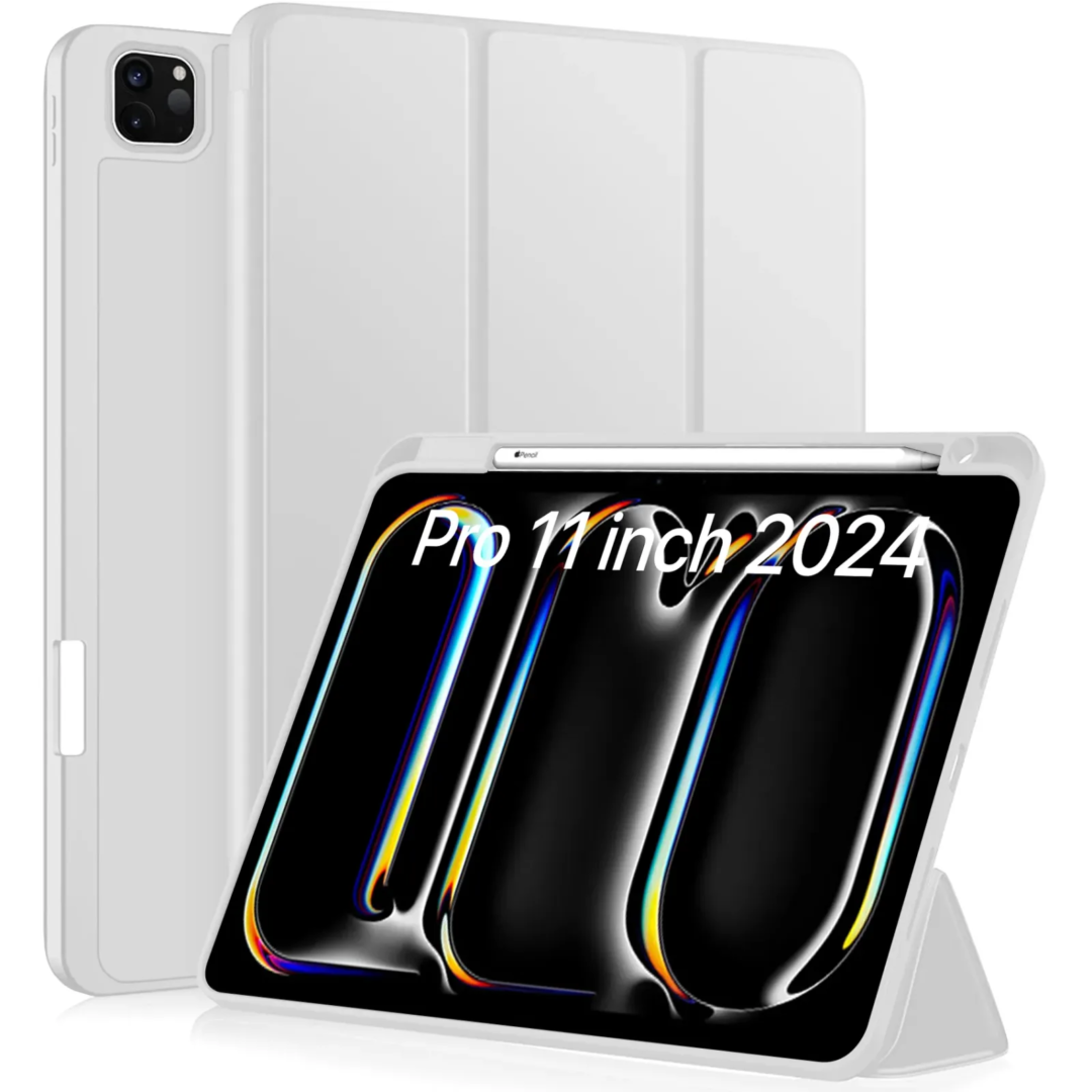 Robustrion Cover for iPad Pro 11 inch Cover Case 5th Generation (M4 2024) with Pencil Holder, Case Cover for iPad Pro 11 inch 2024 [Auto Sleep Wake Support] - LghtGry