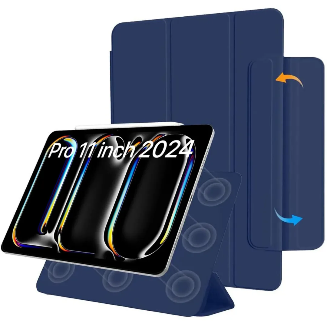 Robustrion Cover for iPad Pro 11 inch M4 [Magentic Attach] Case for iPad Pro 11 inch 2024 M4 [Auto Sleep Wake Support] - Navy