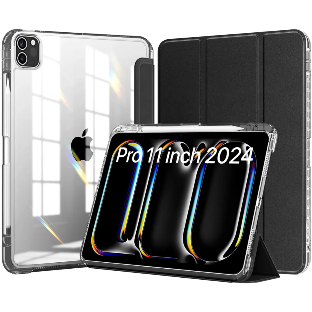 Robustrion Cover for iPad Pro 11 inch M4 2024 Cover Case with [Pencil Holder] and [Transparent Back], Case Cover for iPad Pro 11 inch M4 2024 [Auto Sleep Wake Support]